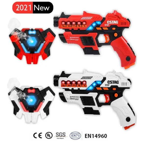 Laser Tag Guns for Kids Laser Gun Game Vests Set of 2 Multiple-Weapon for Family Boys Girl Indoor and Outdoor Group Activity