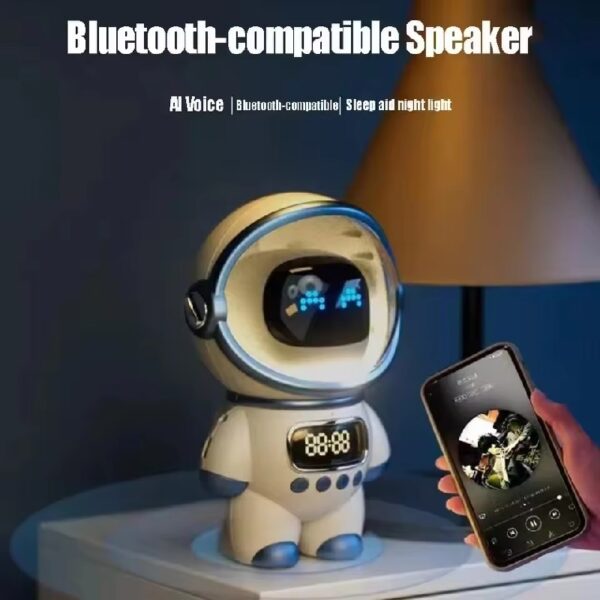 Mini Smart Astronaut Bluetooth Speaker Sound Box Portable Stereo Ai Interactive Audio With Alarm Clock Support TF/FM Table Clock - Image 2