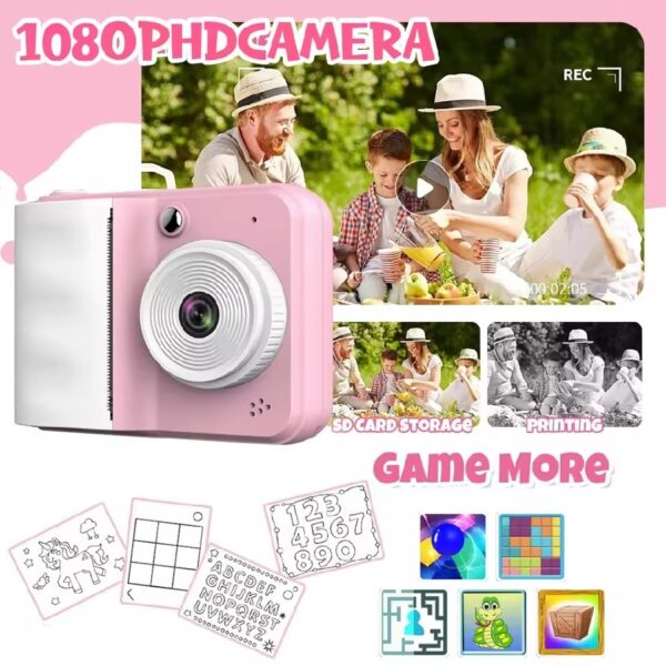 Instant Print Camera for Kids High Resolution Photography Toy with Photo Printing Perfect Gift for Girls Birthday - Image 3