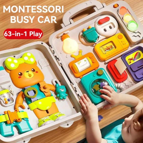 Montessori Busy Board Sensory Toys Cartoon with LED Light Switch Control Board Travel Activities Children Game for 3-6 Years Old - Image 3