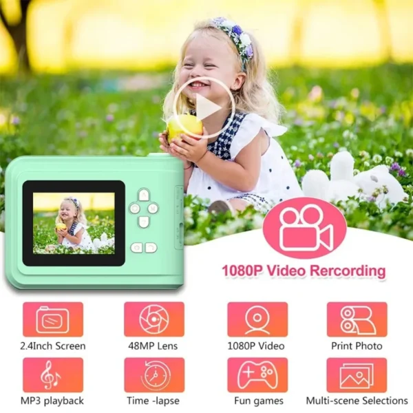 Instant Print Camera for Kids High Resolution Photography Toy with Photo Printing Perfect Gift for Girls Birthday - Image 6