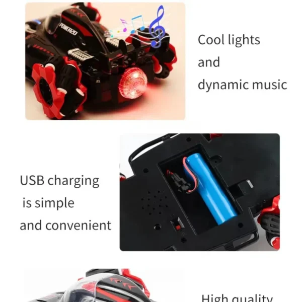 2024 New RC Cars Bluetooth 2.4G Remote Control Car Toy Four-wheel Drive Lateral Drift Spray Stunt Car LiGht Music Racing - Image 5