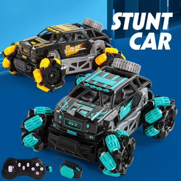 Gesture sensing children's toy remote control car 2.4G four-wheel drive one click demonstration float off-road deformation remot