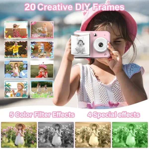 Instant Print Camera for Kids High Resolution Photography Toy with Photo Printing Perfect Gift for Girls Birthday