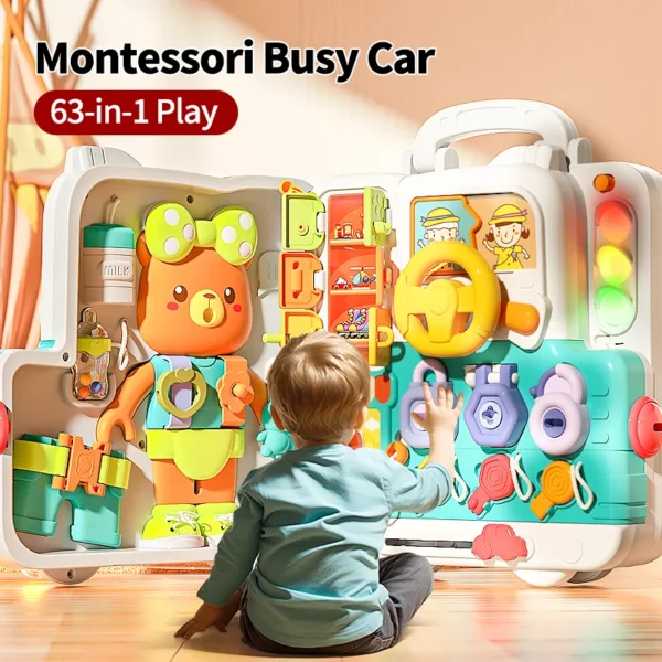 Montessori Busy Board Sensory Toys Cartoon with LED Light Switch Control Board Travel Activities Children Game for 3-6 Years Old - Image 2