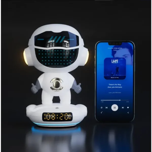 Portable M80 robot AI wireless Bluetooth speaker with TF card playback, auxiliary input, alarm clock display Outdoor party - Image 5