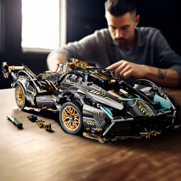 Lamborghini V12 Black Warrior Assembled Sports Car Building Blocks Toy 1314PCS Boys 2025 New Mechanical Linkage Model Racing Car - Image 3