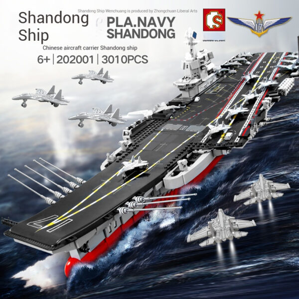 SEMBO Shandong Aircrafted Carrier Modular Building Blocks Military Navy Battleship Model Bricks WW2 Soldiers Weapon Kid Toys - Image 3